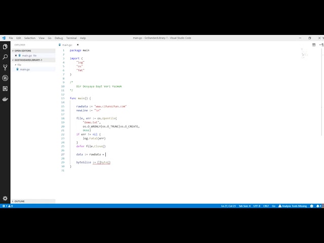 Go Programlama : Go ile Dosyaya Byte Veri Yazmak