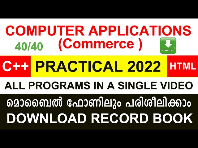 Computer Application ( Commerce ) Practical 2022 | All programs | Download Record Book