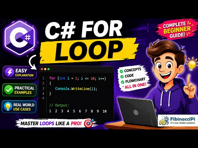 Day 8 | C# For Loop Explained in 3 Minutes | Step-by-Step Beginner Tutorial with Easy Examples 2026