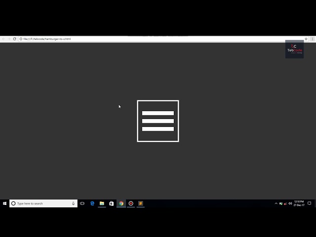 Hamburger Menu to Close Shape Transformation effect | tebcode