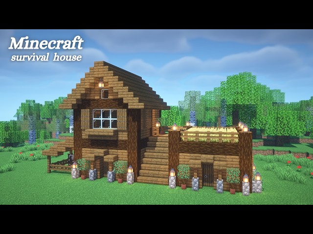 Minecraft: How to Build a Easy Spruce Survival House  tutorial
