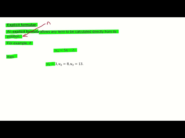 IB Sequences and Series Number Sequences Explicit Formulae