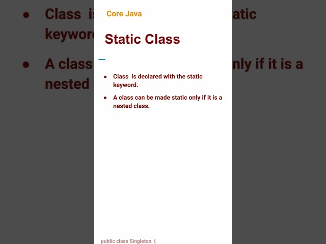 Static Class (20) #corejava