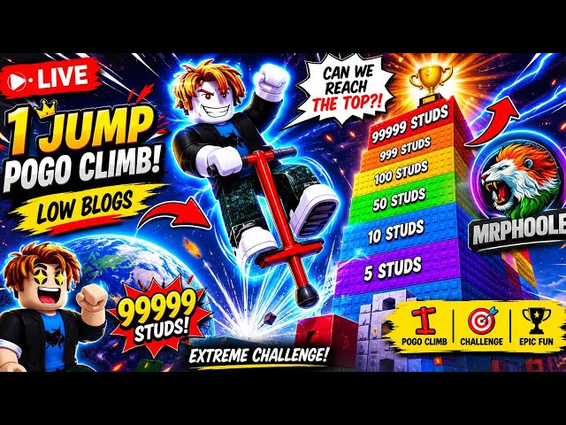 🔥 One Jump Pogo Climb Challenge LIVE! 🏆 Reach 99999 Studs in Roblox | Epic Fails & Wins.