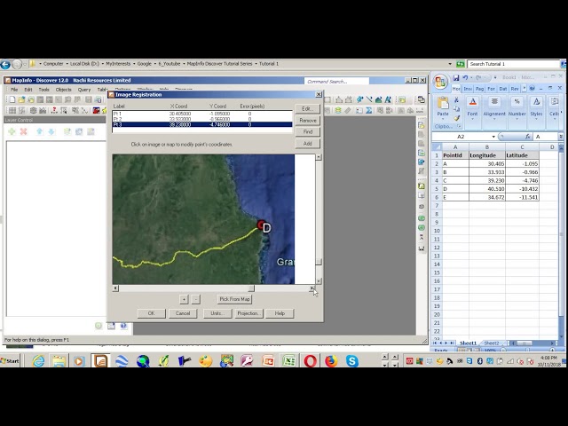 MapInfo Discover Tutorial 2 Georeferencing a raster image in MapiInfo using a known points coordinat