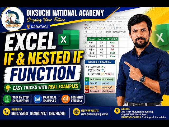 Excel Introduction to IF and Nestedif