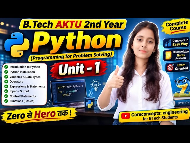 Python Unit-1 Oneshot 🔥 Btech aktu 2nd year| with handwritten notes #btech #aktu #unit1 #python 