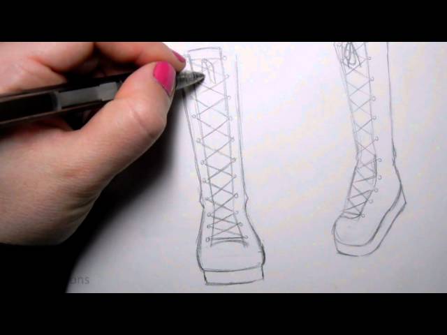 How to Draw Manga Shoes: Tall Lace-Up Boot