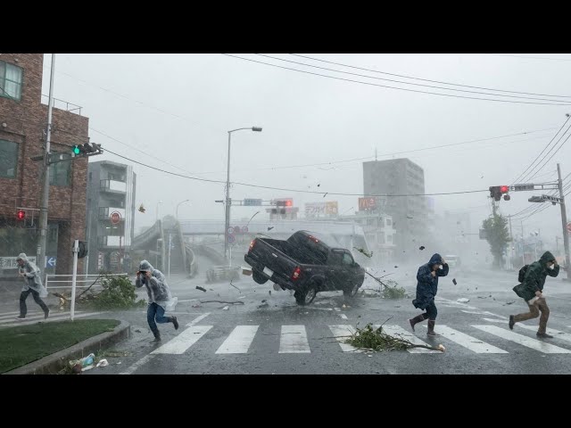 Typhoon Jangmi Slams Okinawa Japan! 33.6 m/s Winds, Power Outages and Shocking Damage