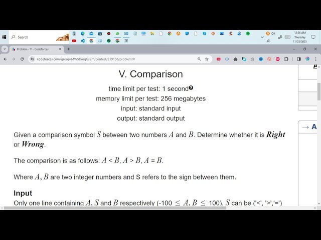 **Codeforces | Sheet 1 Problem V: Comparison | C++ Problem Solving Tutorial**