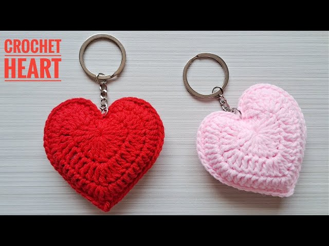 How to Crochet an Easy Heart/Crochet Heart Keychain/Valentine's Day