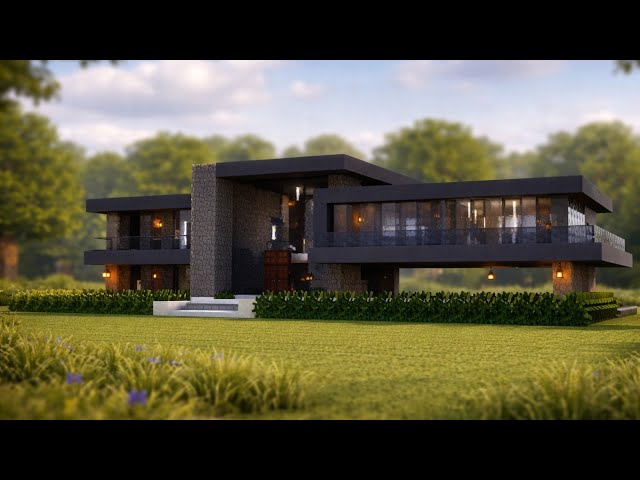 Minecraft modern house With pool easy Tutorial 