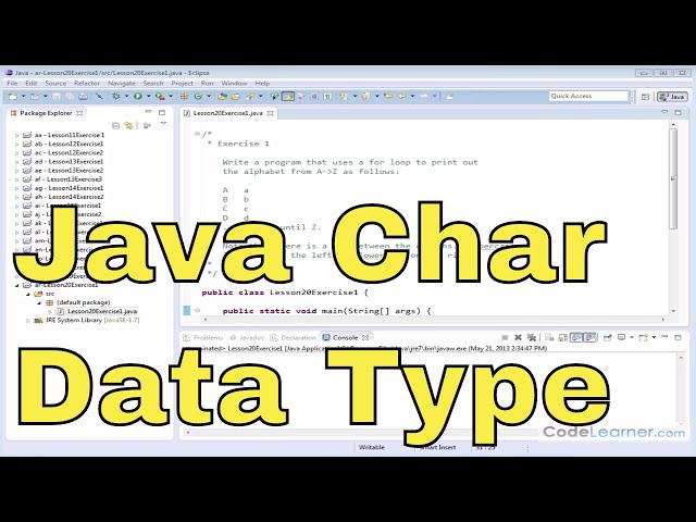 20x - Learn Java Character Data Type - Exercise 1
