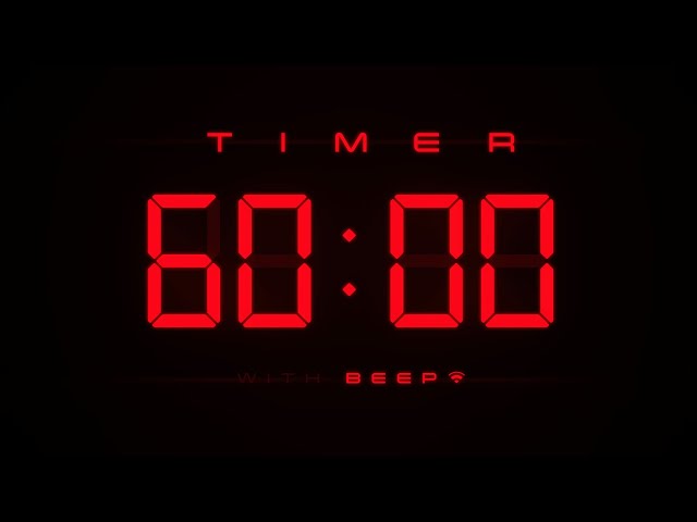 60 Minute Countdown Timer ⏱ Digital RED Clock with Alerts ⭕️