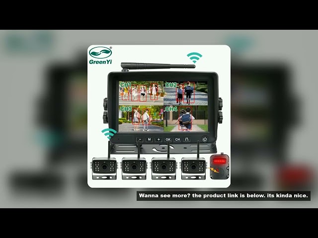 GreenYi 7'' Wireless AHD Blind Spot Radar BSD Alarm DVR Record Split Screen IPS Monitor Wifi IR Came