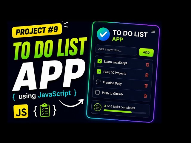 To-Do List App using JavaScript 📝 | JavaScript Project #9 | HTML CSS JavaScript in Hindi