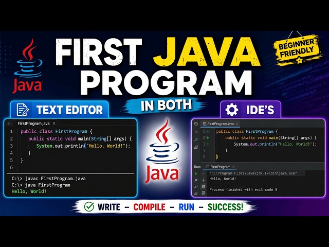 First Java Program -- TextEditor & IDE's