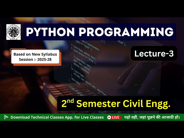 Python programming (Lecture-3) ||  Polytechnic 2nd Semester Civil || SBTE Bihar