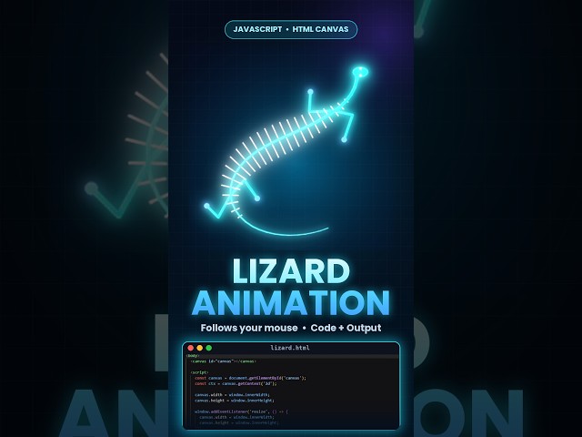 Interactive Lizard Animation in JavaScript 🦎 | HTML Canvas Tutorial #Shorts