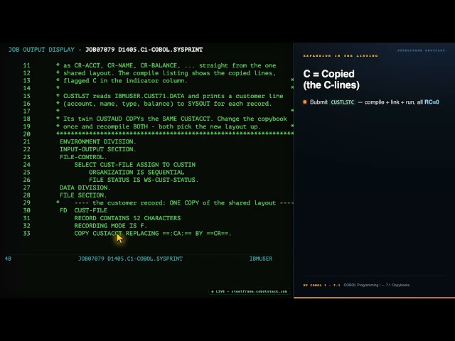 COBOL Programming I - Session 7.1 Copybooks