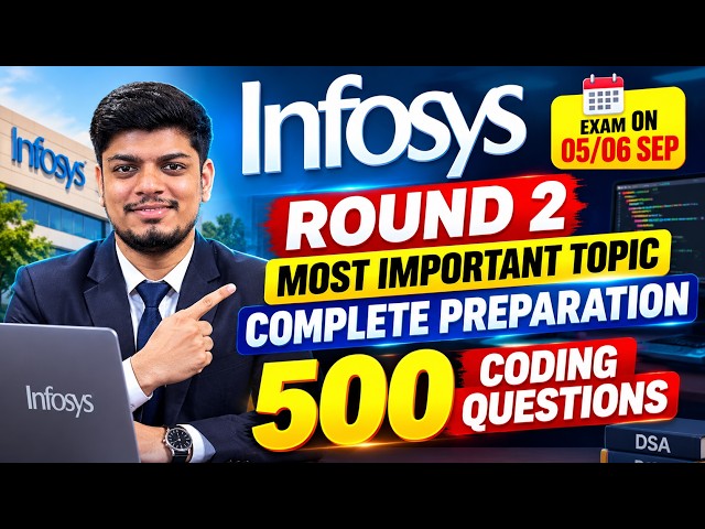 🔥Infosys Round 2 Most Important Topics | Infosys Actual Coding Questions | 500 Coding Questions
