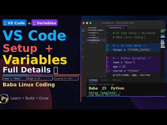 Python Variables Kya Hote Hain? + VS Code Folder Setup | Chapter 1 & 2 | Python Course Hindi 2026