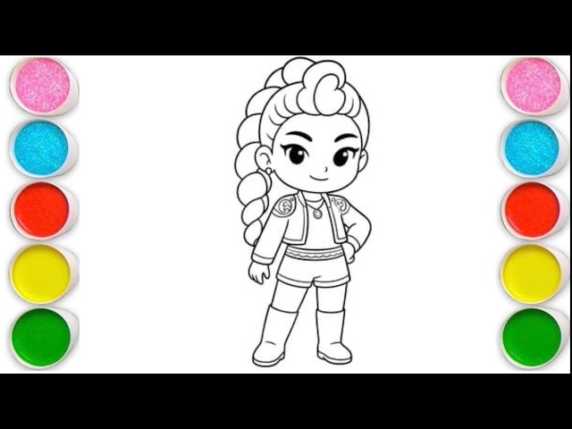 Cute K pop Rumi Drawing for kids, Painting & Coloring for kids, Toddlers | Let's Draw Together