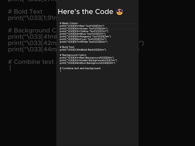 Add Style to Your Python Output | Terminal Colors! 😎🔥 #python #coding #shorts #programming