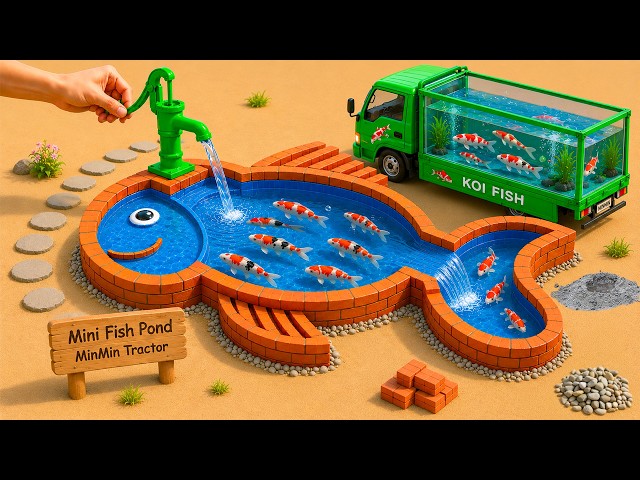 Building a Creative Fish-Shaped Koi Pond  DIY Mini Construction | @MinMinTractor