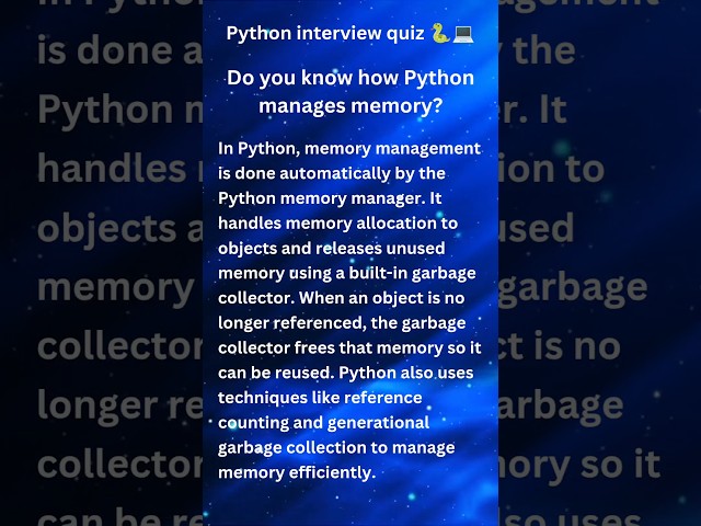 How Python Manages Memory 🐍 | Interview Question #shorts #python