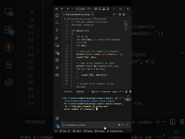 C Program to Find Maximum Element in an Array  Array Logic Explained for Beginners #cprogramming