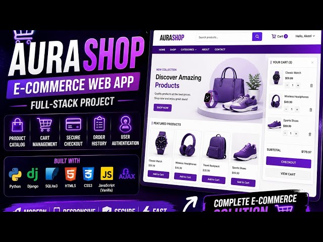 🛍️ AuraShop | Modern E-Commerce Web Application | Django & Python