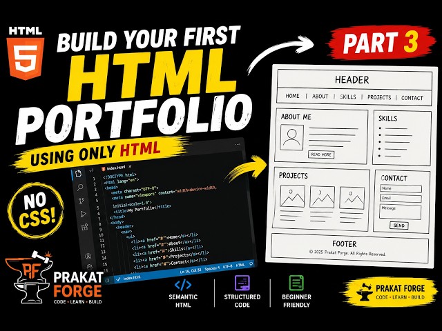 Build Your First Portfolio Website Using Only HTML | HTML Project for Beginners (Part 3)