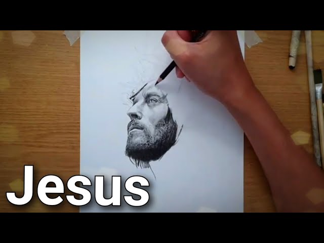 drawing Jesus Christ w/ worship music background