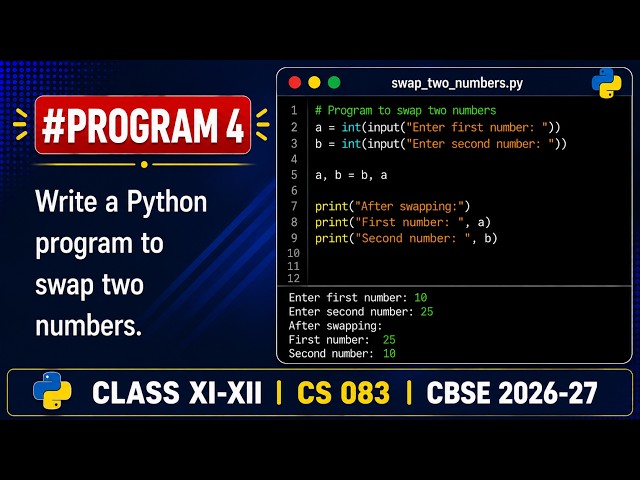 Swap Two Numbers in Python | Easy Python Program for Beginners | Let’s Learn CS Hub
