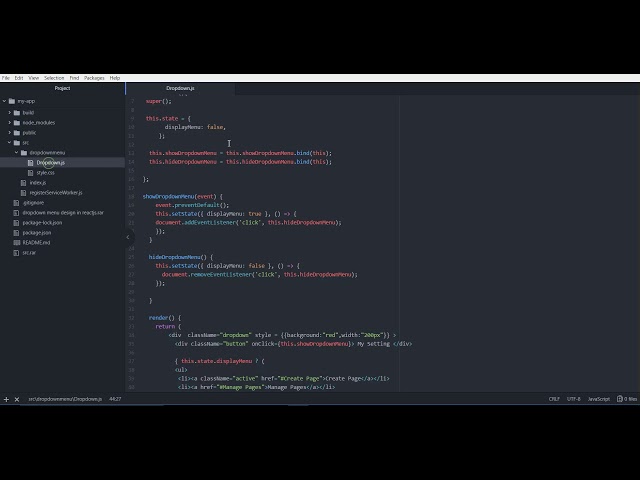 Create a Dropdown Menu using ReactJS
