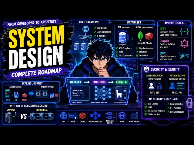 System Design Full Course 2026 🚀 Learn Scalability, Load Balancers, APIs & Database Design