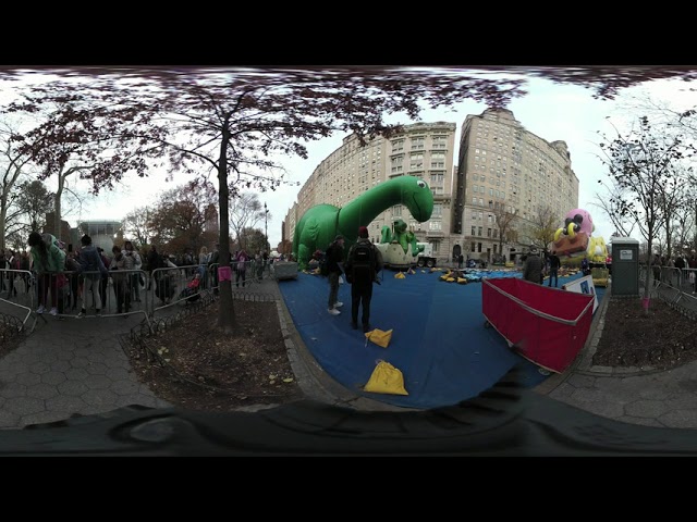 Inflating Sinclair Oil's Dino(saur) at the 2019 Macy's Thanksgiving Day Parade