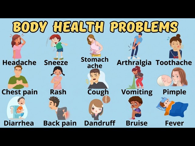 Body Health Problems | Illness Body Pain Vocabulary | EnglishVocabulary Verbs | English Verbs.