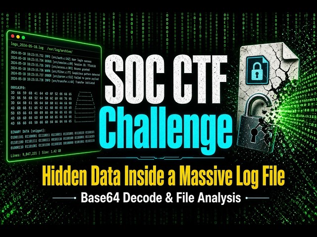 SOC CTF Challenge: Hidden Data Inside a Massive Log File | Base64 Decode & File Analysis in URDU