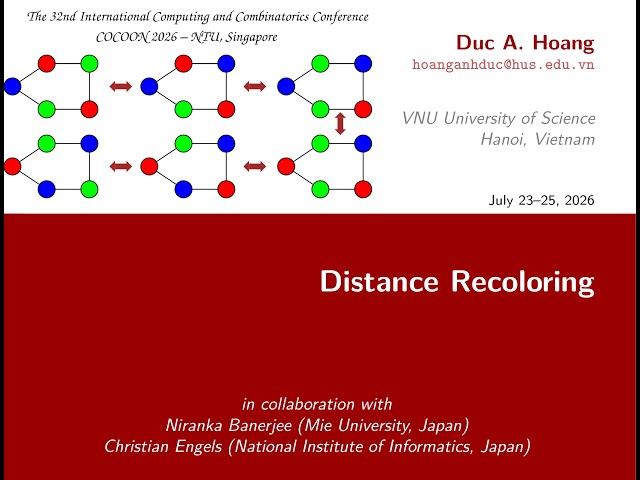 [COCOON 2026] Distance Recoloring