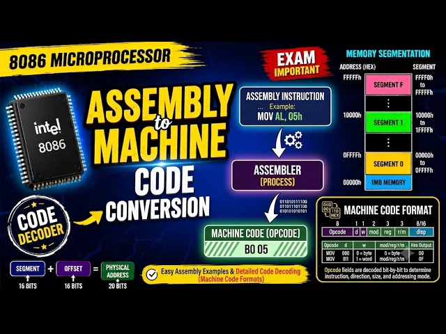Assembly to Machine Code Conversion | Step-by-Step Explained | Microprocessor 8086