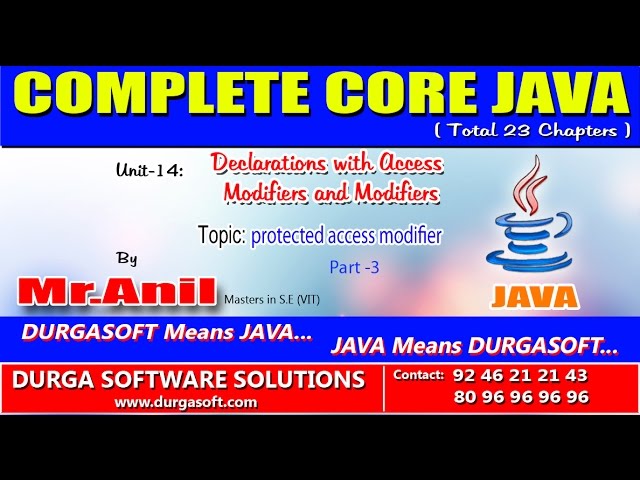 Core Java Declarations with Access Modifiers and Modifiers  protected access modifier Part - 3