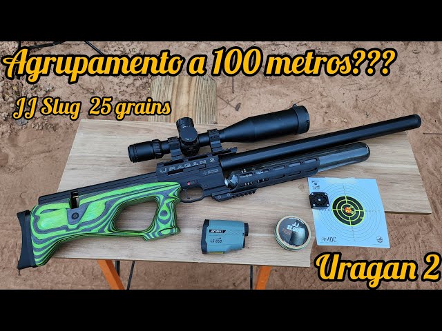 GROUPING TEST AT 100 METERS WITH AGT URAGAN 2 CAL. 5.5: JJ SLUG 25 GRAINS DISCOVERY SCOPE
