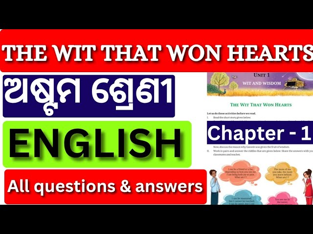 The wit that won hearts class 8 english chapter 1 question answer/8th jasmine question answer#class8