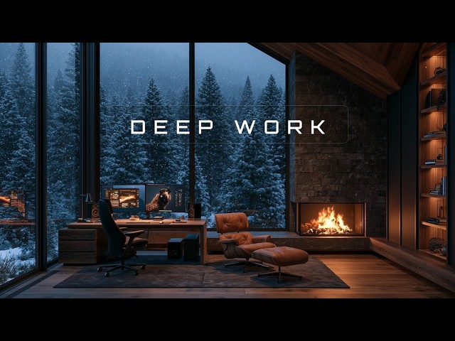 Deep Work Music | 2 Hour Focus Music For Coding And Concentration In A Cozy Winter Cabin Office