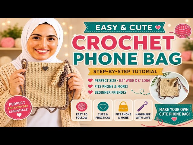 Crochet Phone Bag Tutorial | Easy Crossbody Cell Phone Purse for Beginners