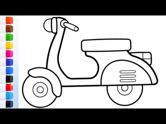 Easy Scooter Drawing Step By Step For Beginners | Scooter Drawing Easy | Vehicle Drawing For kids | 