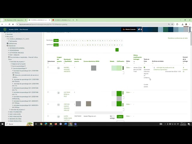Calificacion de evidencias  -  Zajuna Sena