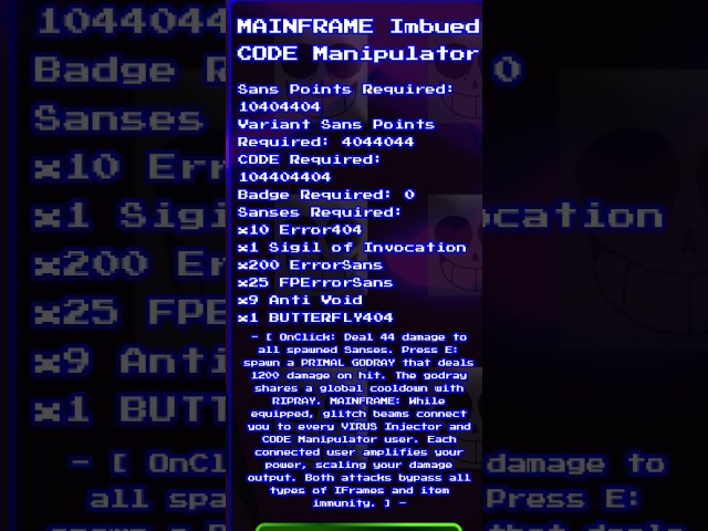 brief showcase of the new MAINFRAME Imbued CODE Manipulator - unnamed sans.rng game